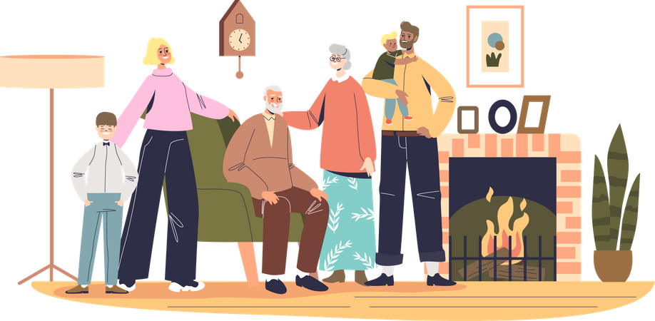 Família reunida  Ilustração