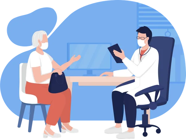 Reunião entre paciente e médico  Ilustração