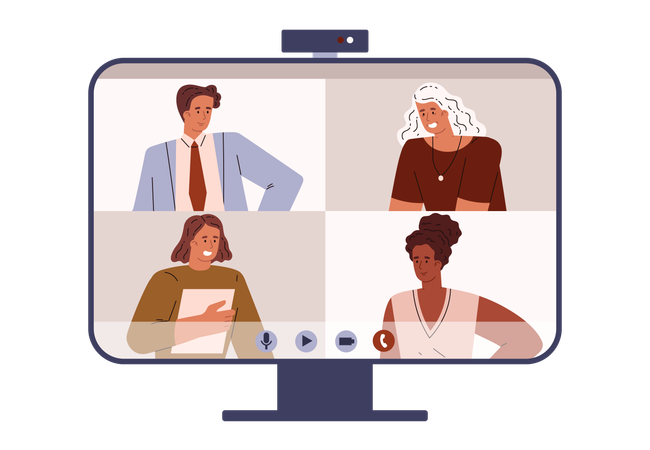 Réunion d'affaires en ligne  Illustration
