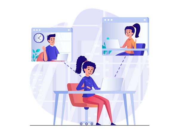 Réunion d'affaires en ligne  Illustration