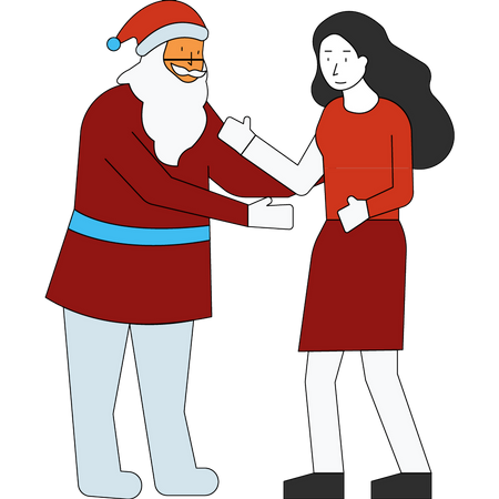 Fille rencontrant le Père Noël  Illustration