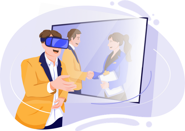 Reunión de negocios con tecnología vr  Ilustración