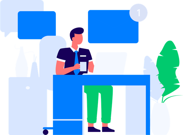 Reunión de negocios digitales  Ilustración