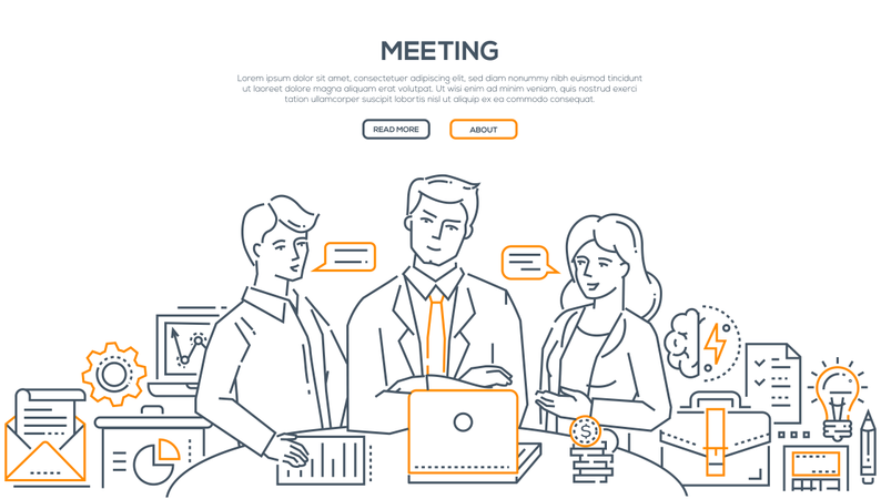 Reunión de negocios - Ilustración de estilo de diseño de línea moderna  Ilustración