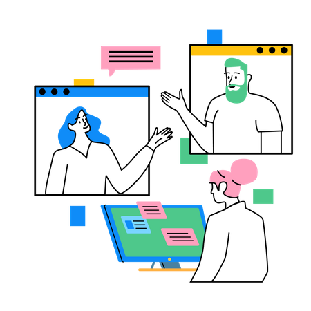 Réunion en ligne  Illustration