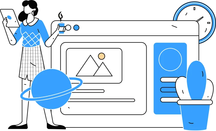 Réunion en ligne menée par un employé pour l'art numérique  Illustration