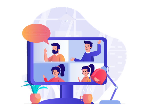 Réunion vidéo en ligne  Illustration