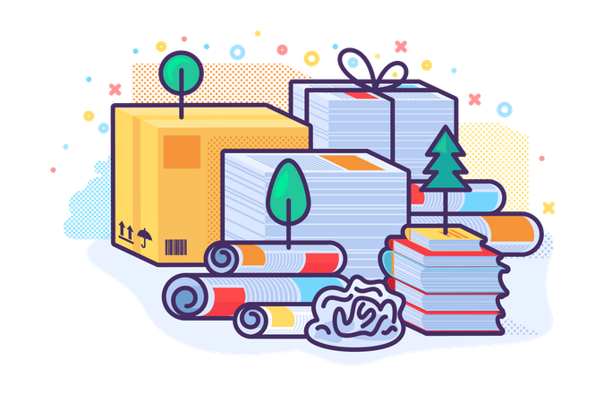 Reutilização de resíduos de papel  Ilustração