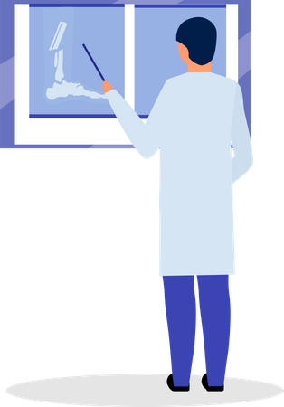 Reviewing patient x-ray pictures  Illustration