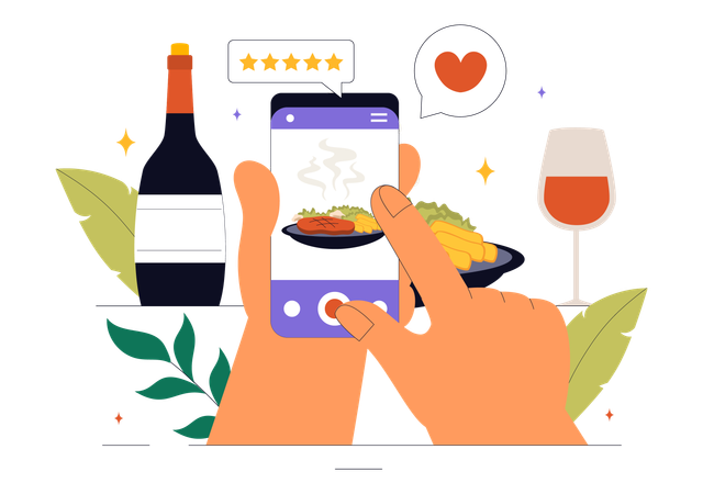 Revisão de comida on-line  Ilustração