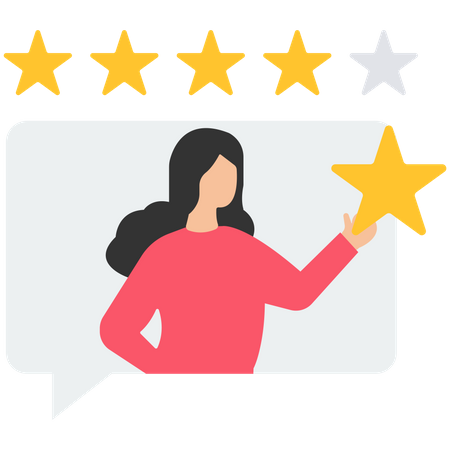 Revisión de comentarios de los clientes con calificación de cinco estrellas  Ilustración