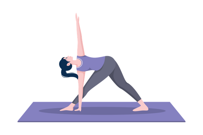 Revolved triangle pose  Illustration