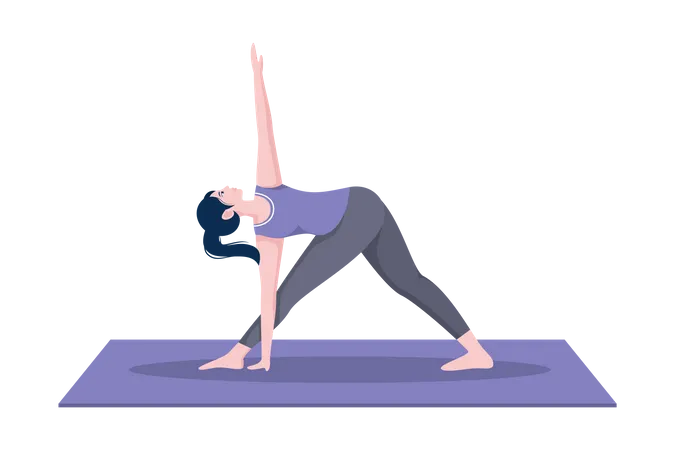 Revolved triangle pose  Illustration