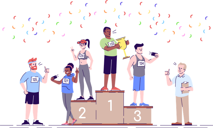 Rewarding winners of marathon  Illustration