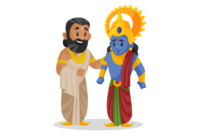 Rey janaka de pie con lord ram  Ilustración