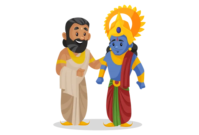 Rey janaka de pie con lord ram  Ilustración