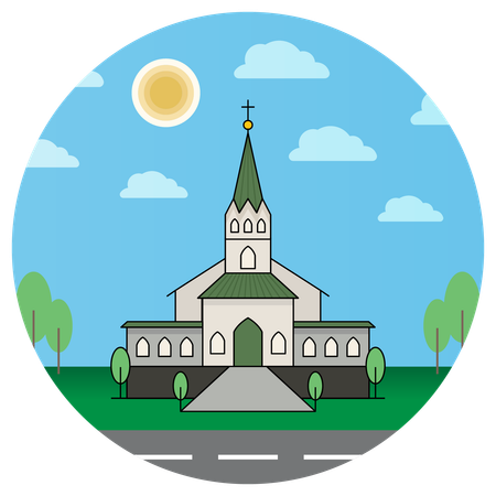 Reykjavik Frikirkjan Church Iceland  Illustration