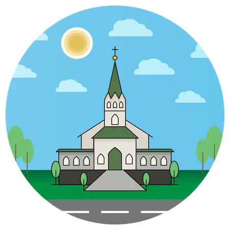 Reykjavik Frikirkjan Church Iceland  Illustration