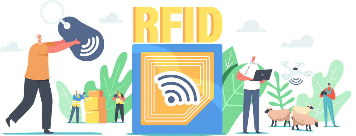 RFID-Tag-Technologie (Radio Frequency Identification)  Illustration