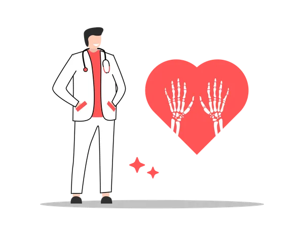 Internist Doctor With Organs Wrapped In Love Flat Symbol Illustration Illustration