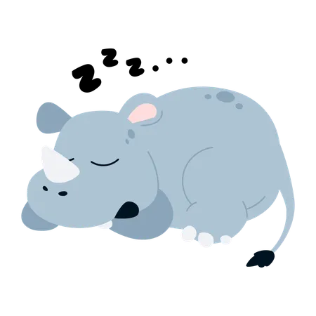 Rhino Calf Baby Animal Illustration Illustration