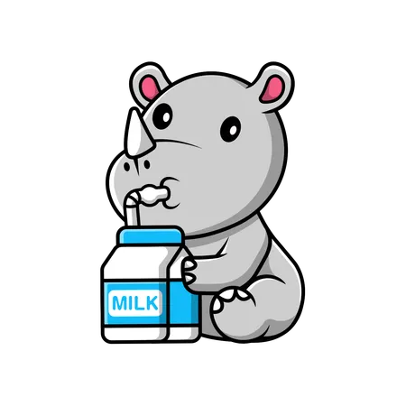 Rhino Drink Milk  일러스트레이션