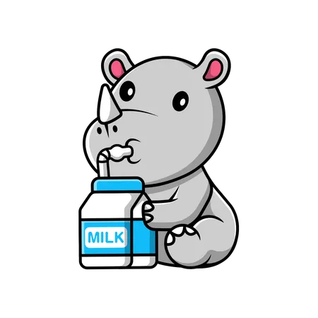 Rhino Drink Milk  Illustration