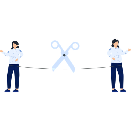 Ribbon Cutting Ceremony with Scissors  Illustration