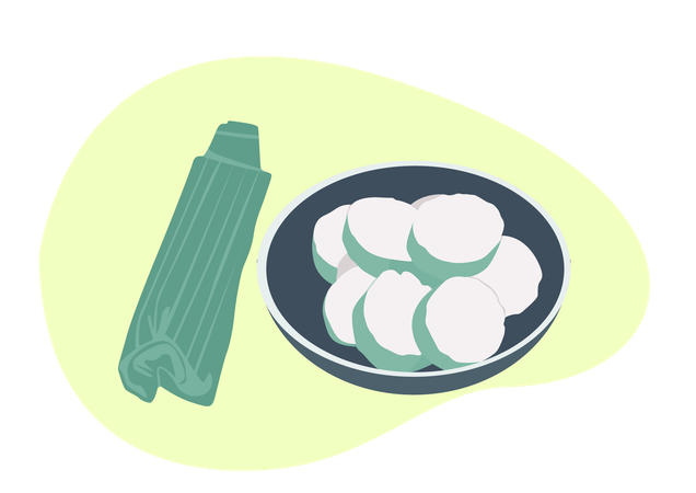 Rice Cake with Banana Leaf  Illustration