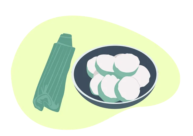 Rice Cake with Banana Leaf  Illustration