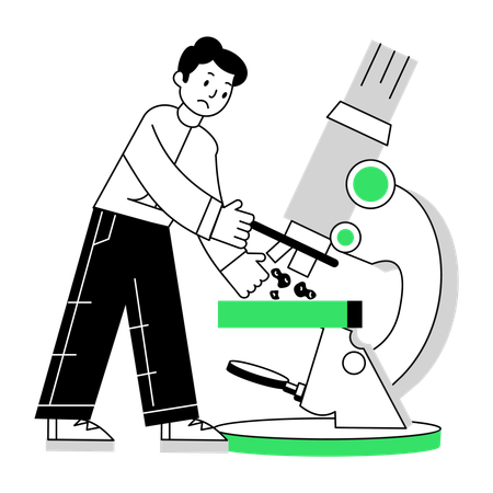 Ricerca di laboratorio eseguita dallo scienziato  Illustration