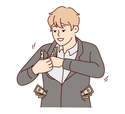Rich boy with lots of money  Illustration