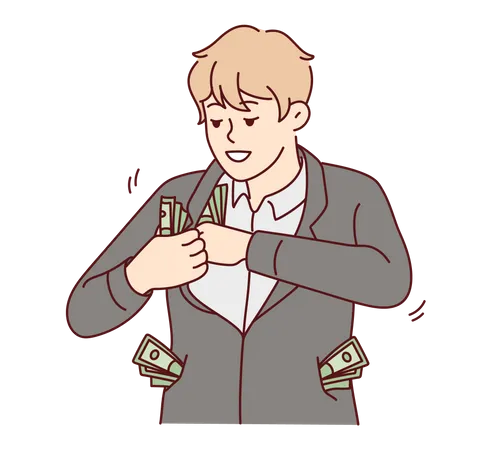 Rich boy with lots of money  Illustration