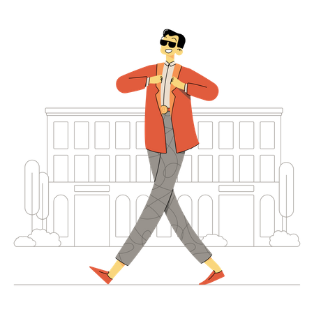 Rich businessman goes to the bank Illustration