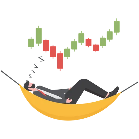 Passive Investment Make Money Or Earning With No Activity Financial Freedom Or Independence Relax Rich Businessman Or Wealth Management Concept Success Investor Sleep On Financial Graph Illustration