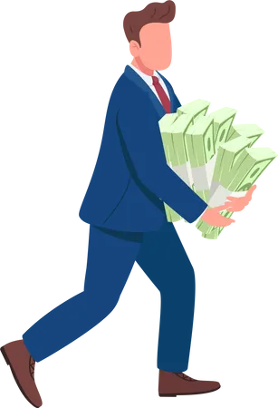 Rich Man Semi Flat Color Vector Character Running Figure Full Body Person On White Higher Social Class Wealthy Person Simple Cartoon Style Illustration For Web Graphic Design And Animation Illustration