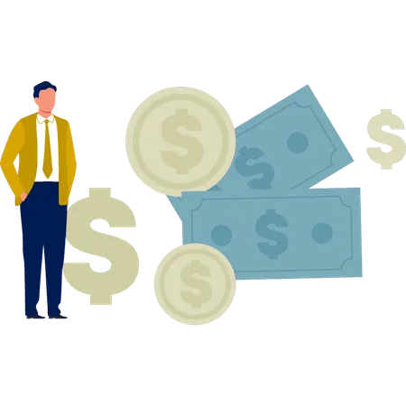 Rich man showing money  Illustration