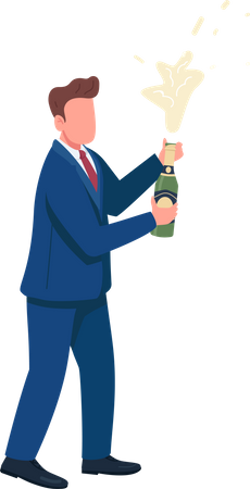 Rich man with bottle of sparkling wine Illustration