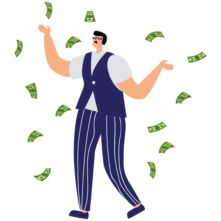 Rich man with his wealth  Illustration