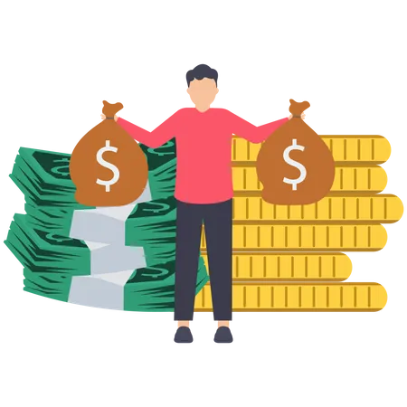 Rich man with his wealth  Illustration