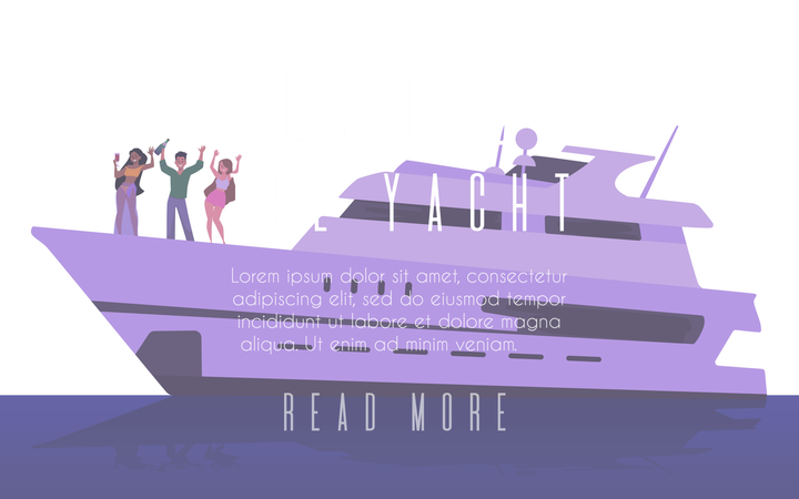 Rich people relaxing on cruise yacht at ocean dancing drinking cocktails luxury life  Illustration