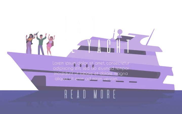 Rich people relaxing on cruise yacht at ocean dancing drinking cocktails luxury life  Illustration