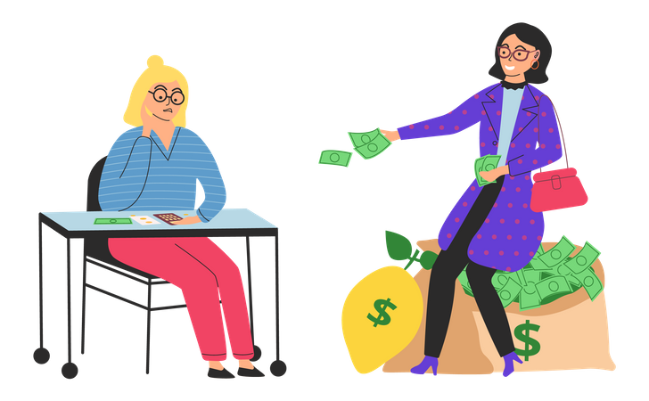 Rich woman and poor woman  Illustration