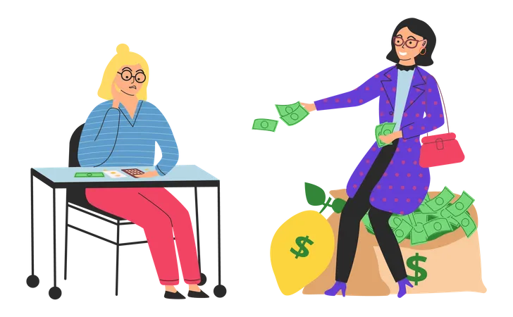 Rich woman and poor woman  Illustration