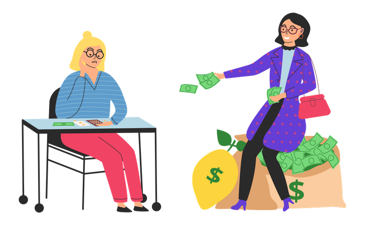 Rich woman and poor woman Illustration
