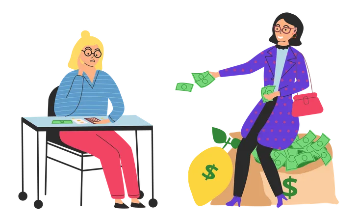 Rich woman and poor woman Illustration
