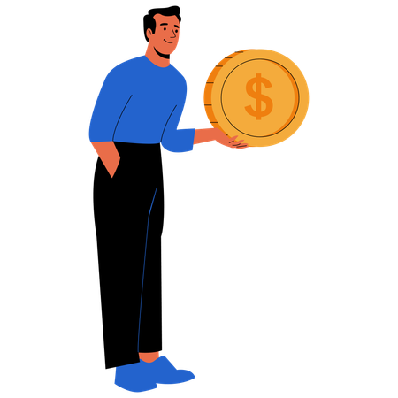 Richman holding Dollar Coin  Illustration