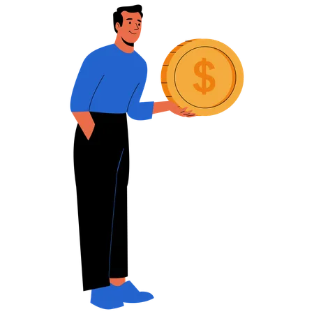 Richman holding Dollar Coin  Illustration