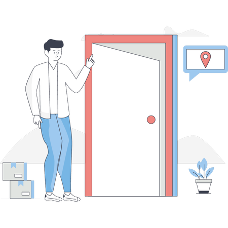 Rider is delivering the parcel to the door  Illustration