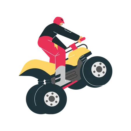 Rider on ATV doing trick  Illustration